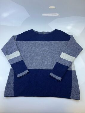 Vince Blue Wool Cashmere Intarsia Block Sweater N254-26